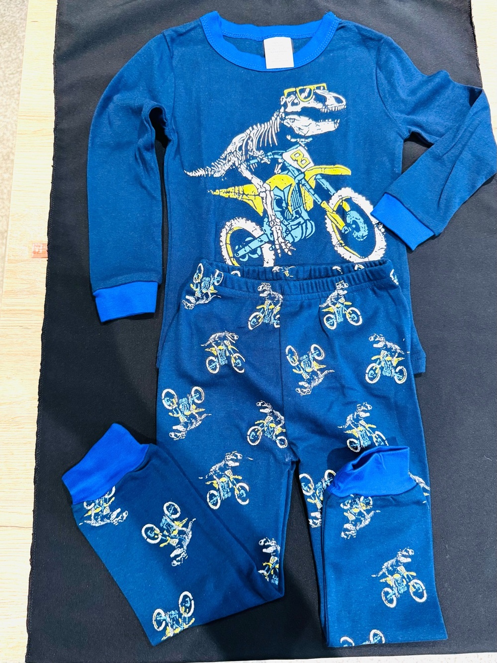 Toddler Blue Dino Motorcycle Pajama Set NWOT